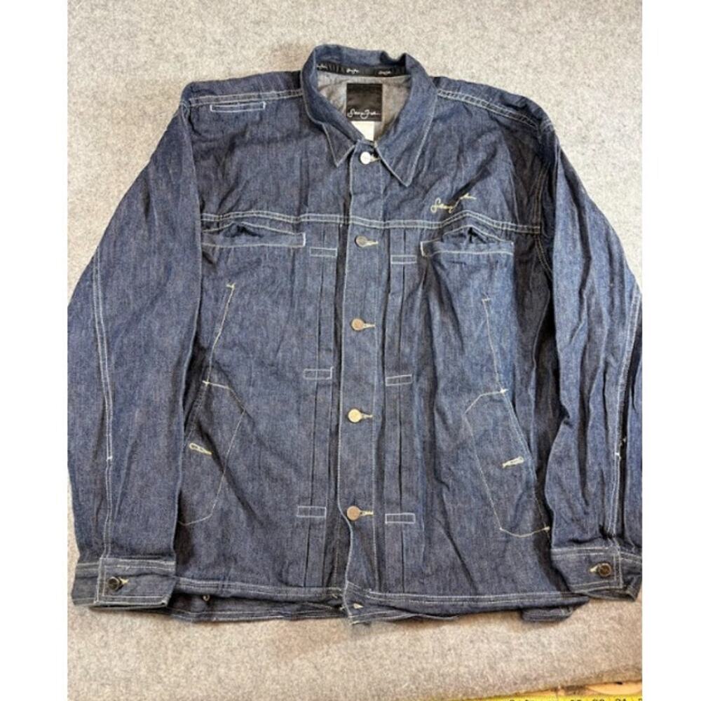 VTG Y2K Sean John Denim Chore Jacket Mens XL Blue Oversized Utility Streetwear